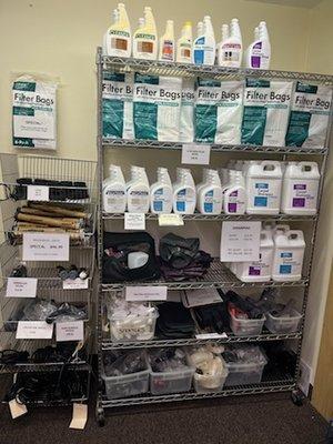 Full line of Kirby cleaning products and replacement parts!