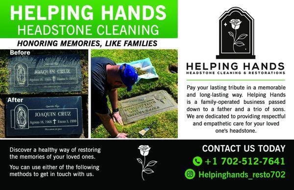 Helping hands headstone cleaning & restorations