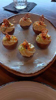 Tea-marinated deviled eggs