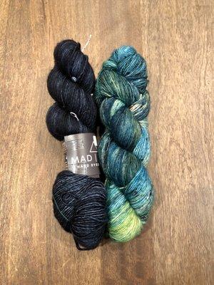 Madelinetosh tosh merino light in Dubrovnik and Jaded Dreams