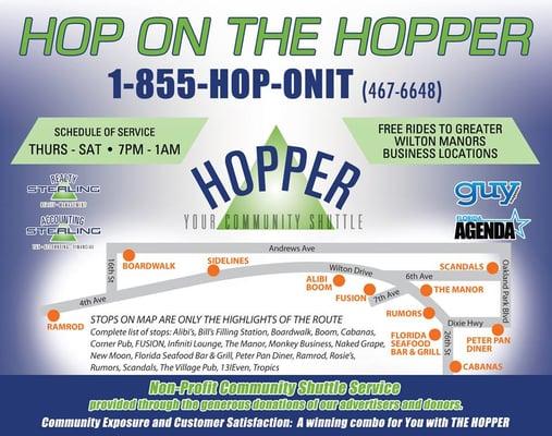 Map of area the Hopper serves