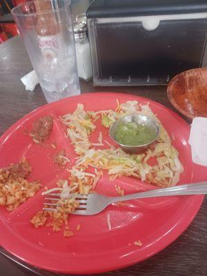 What's left of the taquitos.