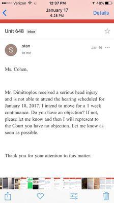This is how low Stanley went to try and get me to not show on my court date. LOTS of mind games!