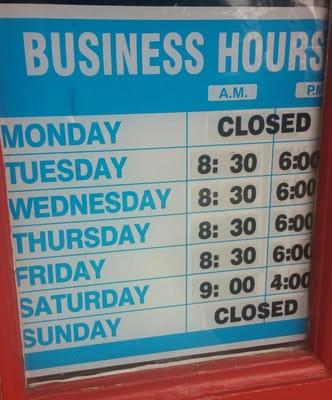I couldn't see her hours listed anywhere, so I snapped this photo at the shop.