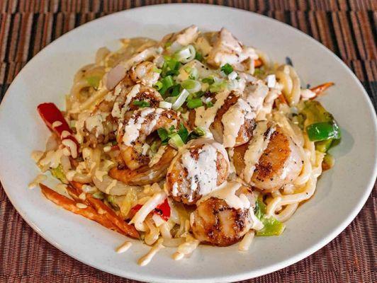 Stir-fry chicken udon