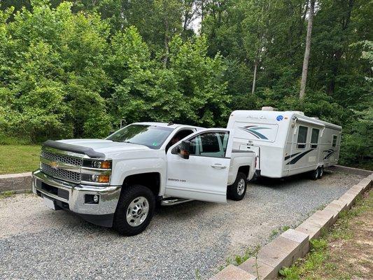 RV site at Riverbend Campground