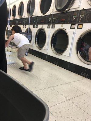 Keeping himself busy and burning off that EXTRA energy lol