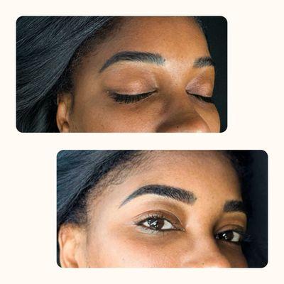 Cover up previous microblading with ombré brows