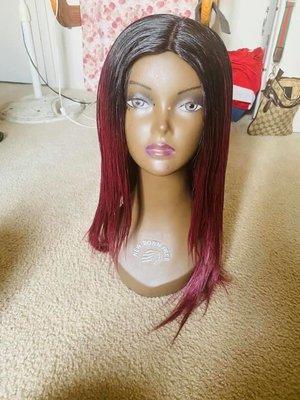 Human hair wig Color:burgundy and black mixed Shipping:$11.60 Price:$100