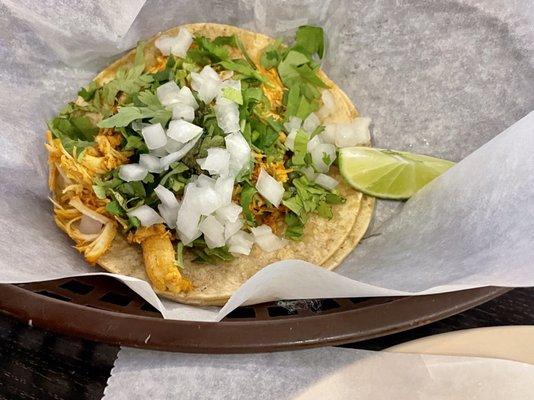 Shredded chicken taco