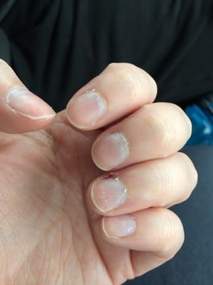 My nails AFTER manicure .. Check out the cuticles ...