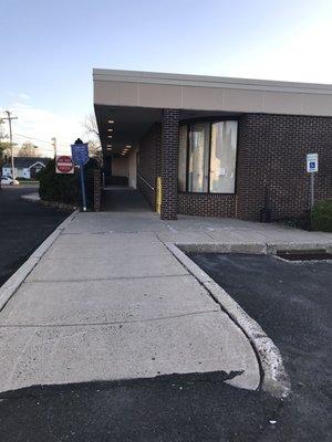 Outside of library with accessible ramp up!