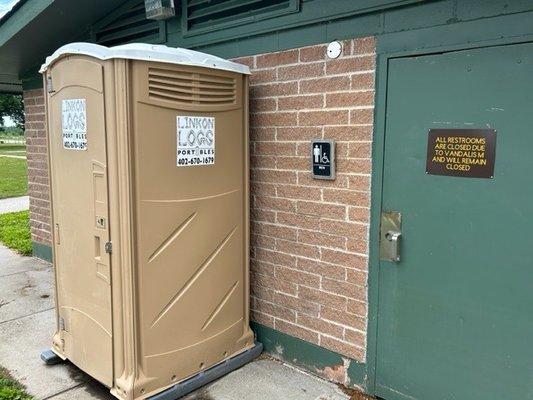 Restrooms closed for good, only a port-a-potty available
