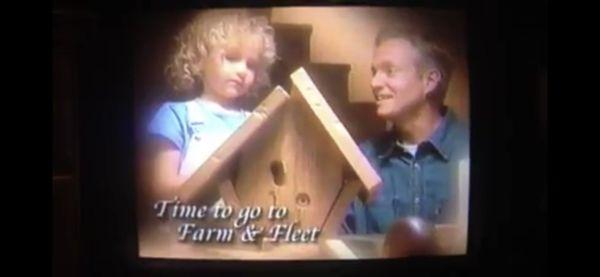 Samantha S. and her "fake dad" in a commercial for Blains.