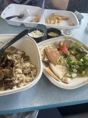 Lamb gyro Bowl and gyro ( almost all gone... forgot to take the pic before we split our food)