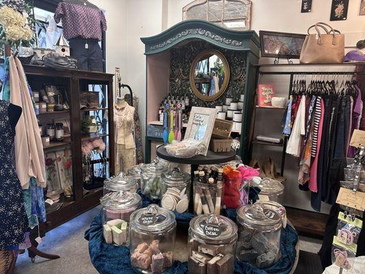 Soaps, jewelry, candles