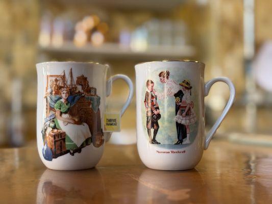 Coffee and tea.... Norman Rockwell mugs for the win!!