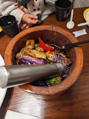 Mushed Pepper, Century Egg and Eggplant