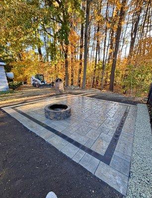 Patio and fire pit installation Georgetown Ma