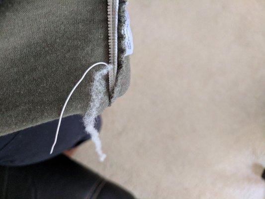 Elastic from underside of the shirt is somehow unraveling after wearing it one time. Not good quality.