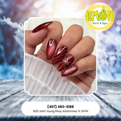"Shine bright with holiday glitter A beautiful set that matches every Christmas party. Treat yourself to festive nails
Book today"