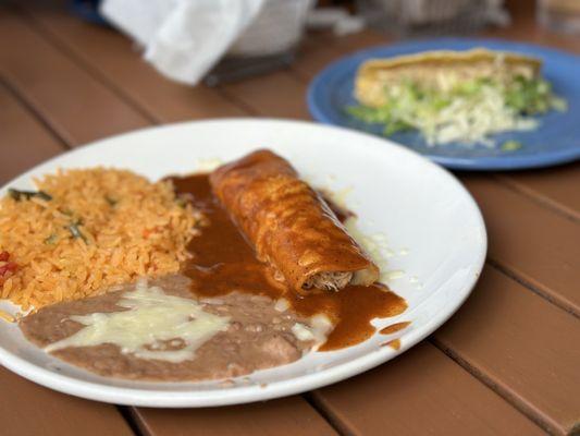Enchilada and rice with Taco