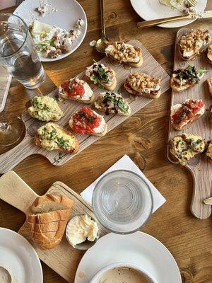 "The 16" variety of crostini and Mushroom Potato soup.