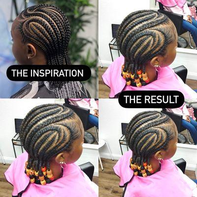 Swirl cornrows style