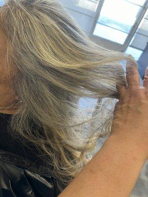 Weave , toner and purple shampoo . VIOLA