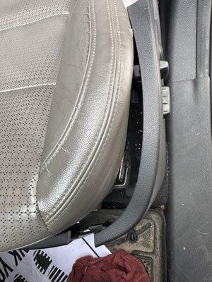 Damage to front seat. I went there for brakes!