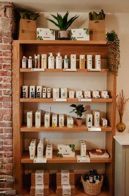 Retail items include Eminence Organic Skincare and yoga props