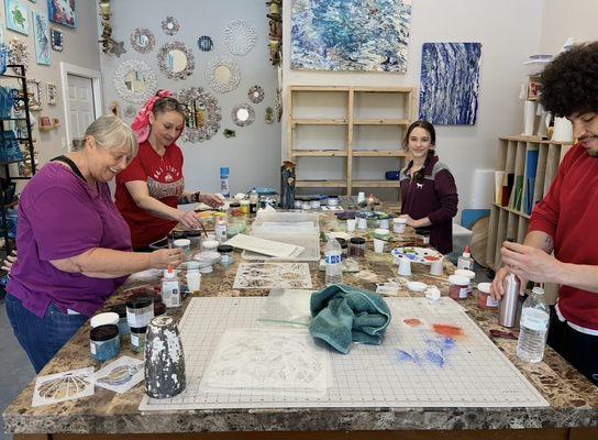Enjoy creative self-expression with ceramic or fused glass classes.