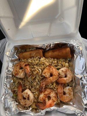 Oriental fried rice with king prawns