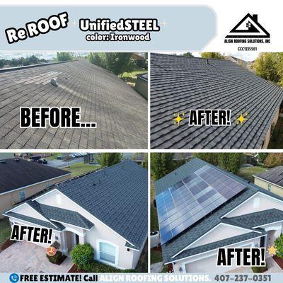 Before and AFTER re-roof with unifiedSTEEL