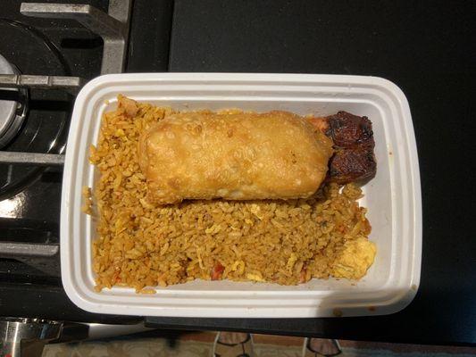 Partially eaten barbecued pork rib meal