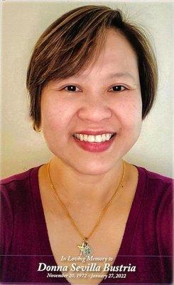 Funeral Services Program Cover for Donna