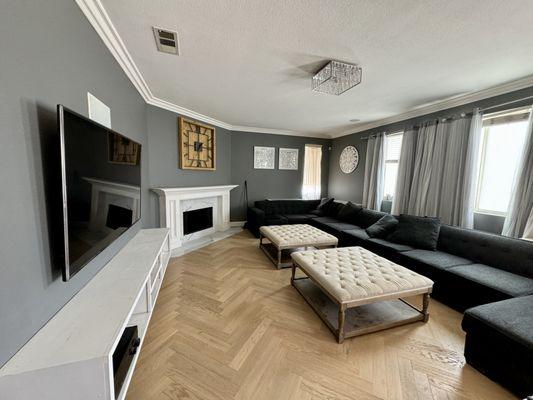 white oak herringbone floor