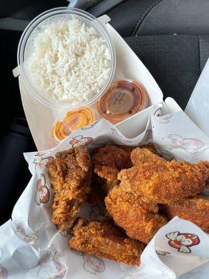 BLAZIN WINGS, RICE &SIDE CUP OF KOREAN STYLE SAUCE