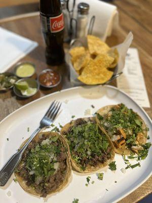 Steak taco and chicken taco