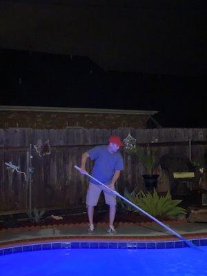 Day or night our certified Pool Techs hard at work