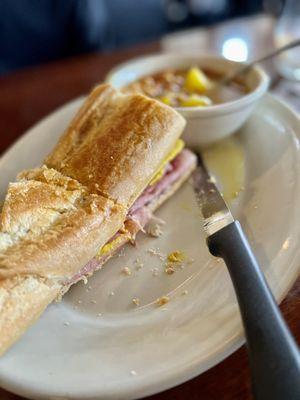 Spanish bean soup and Tampa Cuban Sandwich