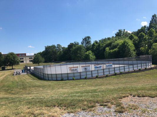 Skating rink for roller hockey.
