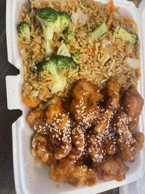 Lunch Sesame Chicken Combo Vegetable Fried Rice
