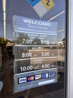 Hours as of 10/18/2023