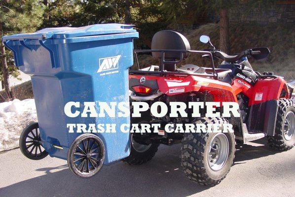 Use your ATV to haul your trash can out to the street with the Cansporter. Hitch mounted cart carrier.