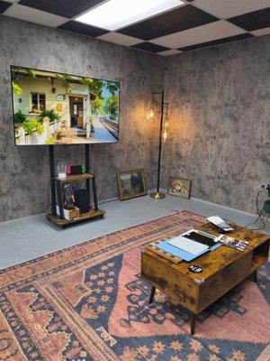 Spacious waiting area with full amenities.