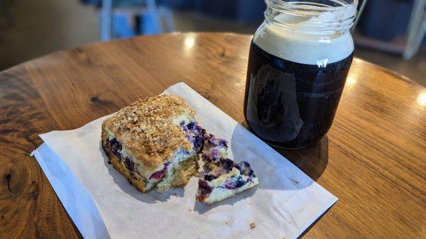 Mixed berry cream cheese scone with Nitro cold brew