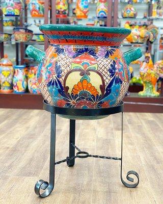 Large talavera planters with optional iron base