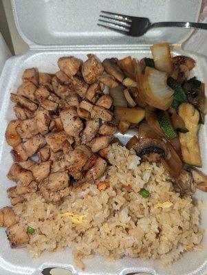 Chicken hibachi, fried rice and veggies