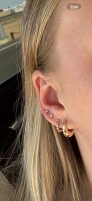 lobe piercings 2-4 have been done by Eric :)